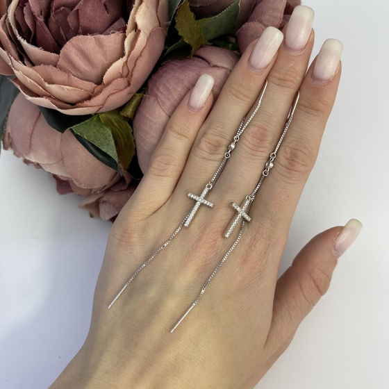 Срібні сережки з фіанітами