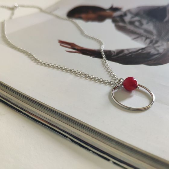 Silver necklace with coral