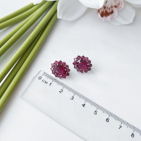 Срібні сережки з рубіном 5,388 карата