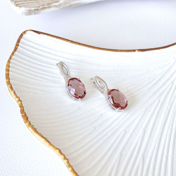 Срібні сережки з султанітом 3.838ct, фіанітами