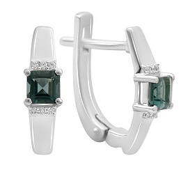Серебряные серьги с топазом Лондон Блю 0.739ct, фианитами