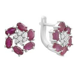 Silver earrings with ruby 4.27ct