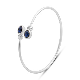 Silver bracelet with nano sapphire 2.529ct, cubic zirconia