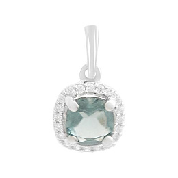 Silver pendant with London Blue topaz 1.062ct, cubic zirconia