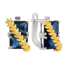 Срібні сережки з сапфіром nano 4.37ct, фіанітами