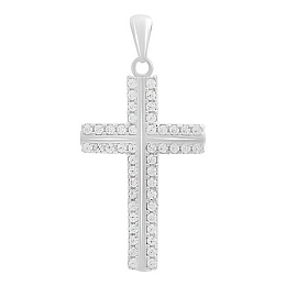 Silver cross with cubic zirconia