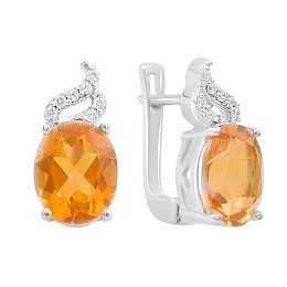 Sterling silver earrings with 9.713ct gold quartz, pianites