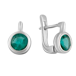 Silver earrings with a 1.225-carat nano emerald