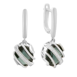 Серебряные серьги с топазом Лондон Блю 7.878ct, фианитами