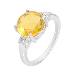 Серебряное кольцо с цитрином nano 3.58ct, фианитами
