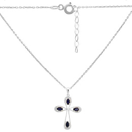 Silver necklace with sapphire 1.152ct