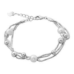 Silver bracelet with pearls
