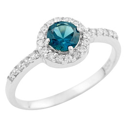 Silver ring with a 0.74-carat London Blue topaz