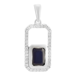 Серебряная подвеска с сапфиром 1.627ct, фианитами