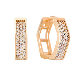 Gold earrings with 0.76ct fianites