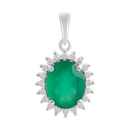 Silver pendant with agate 2.738ct, cubic zirconia