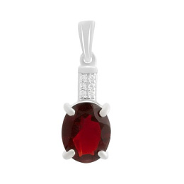 Серебряная подвеска с гранатом nano 2.291ct, фианитами