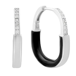 Срібні сережки з емаллю, фіанітами