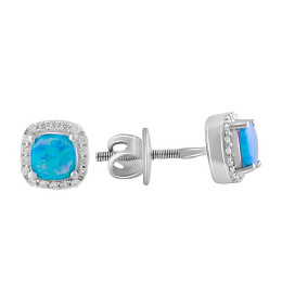 Silver earrings with 0.779ct opal, fianites