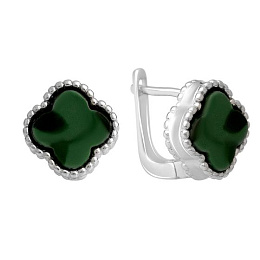 Silver earrings with malachite