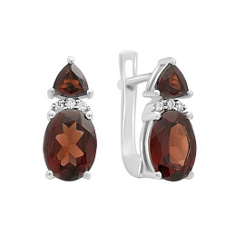 Серебряные серьги с гранатом 3.712ct
