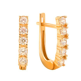 Золотые серьги с фианитами 4ct
