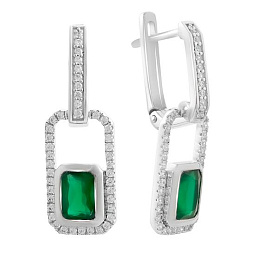 Серебряные серьги с агатом 2.713ct, фианитами