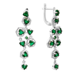 Silver earrings with a 3.625-carat nano emerald