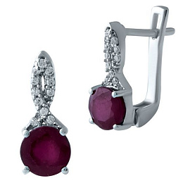 Срібні сережки з рубіном 2,8 карата