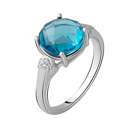 Silver ring with topaz London Blue 3.027ct