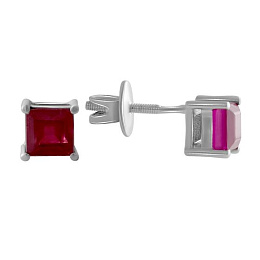 Silver earrings with ruby 2.02ct