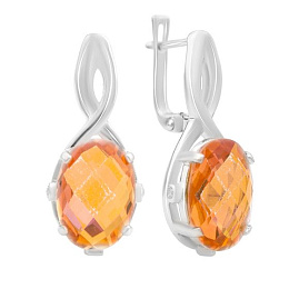 Silver earrings with gold quartz 8.82ct, phianites