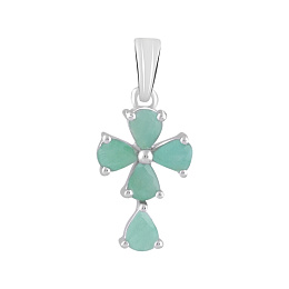 Silver cross with emerald 1.385ct