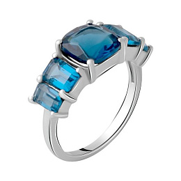 Silver ring with a London Blue topaz