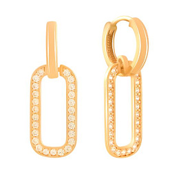 Золотые серьги с фианитами 1ct