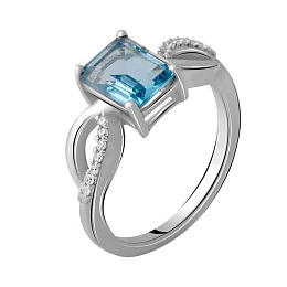Silver ring with topaz London Blue 1.547ct