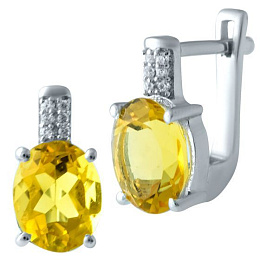 Silver earrings with a 4.902ct nano citrine and cubic zirconia