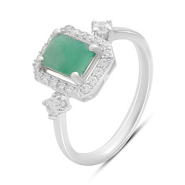 Silver ring with emerald 1.651ct
