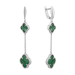Silver earrings with malachite