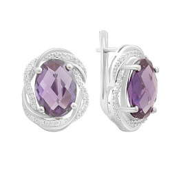 Срібні сережки з олександритом 16.513ct, фіанітами