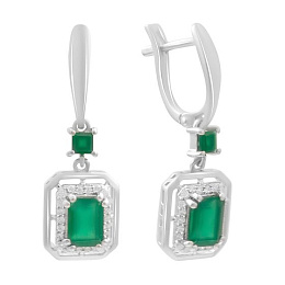 Срібні сережки з агатом 2.617ct, фіанітами
