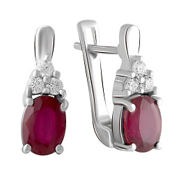 Silver earrings with a 2.36-carat ruby