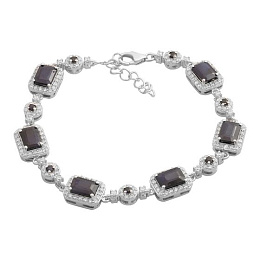 Silver bracelet with sapphire, fianites