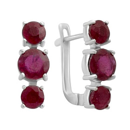 Серебряные серьги с рубином 3.63ct