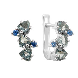 Серебряные серьги с топазом Лондон Блю 1.333ct, топазом