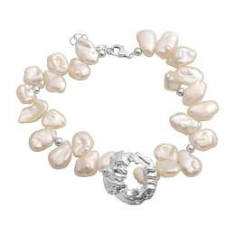 Silver bracelet with baroque pearls
