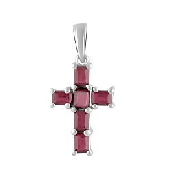 Silver cross with a 1.808-carat ruby