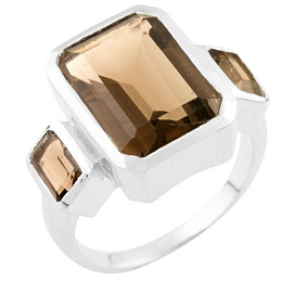 Silver ring with smoky quartz 8.058ct