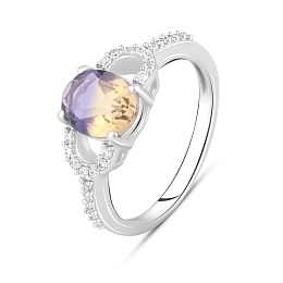 Срібна каблучка з аметрином nano 1.911ct, фіанітами