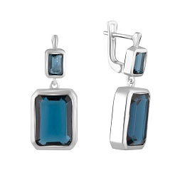 Silver earrings with London Blue topaz, 12.384 carats